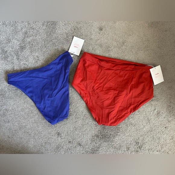 Andie Swim Bottoms Wide Band High Waisted & 90s High Waisted Size XS Blue/Orange - Picture 2 of 4
